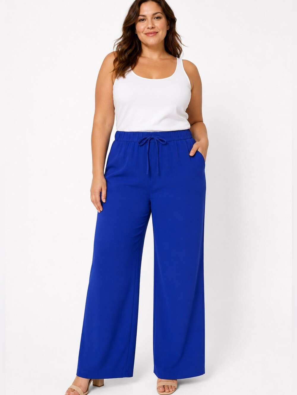 Calvin Klein Cobalt Wide Leg Trousers. Size L